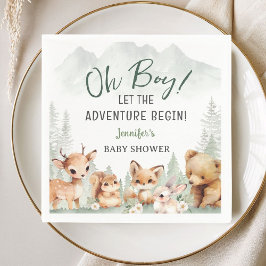 Let The Adventure Begin Boy Woodland Baby Shower  スタンダードカクテルナプキン