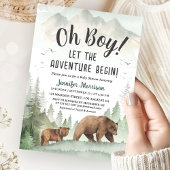 Let the Adventure Begin Boy Woodland Baby Shower 招待状