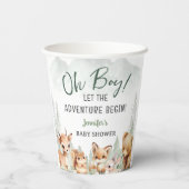 Let The Adventure Begin Boy Woodland Baby Shower  紙コップ (裏面)