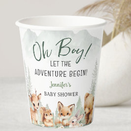 Let The Adventure Begin Boy Woodland Baby Shower  紙コップ