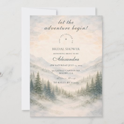 Let The Adventure Begin Bridal Shower 招待状 (正面)