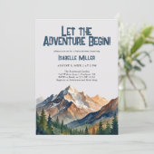 Let The Adventure Begin Mountain Boy Baby Shower 招待状 (スタンド正面)