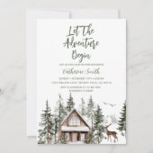 Let The Adventure Begin Winter Baby Shower 招待状 (正面)