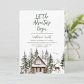 Let The Adventure Begin Winter Baby Shower 招待状 (スタンド正面)