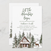Let The Adventure Begin Winter Baby Shower 招待状 (正面/裏面)