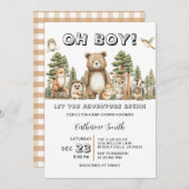 Let the Adventure Begin Woodland Baby Shower 招待状 (正面/裏面)