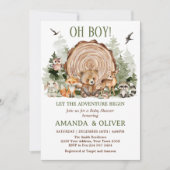 Let the Adventure Begin Woodland Boy Baby Shower 招待状 (正面)