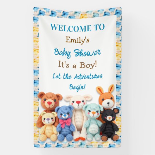 Let the Adventures Begin | 男の子のベビーシャワー 横断幕 (縦)