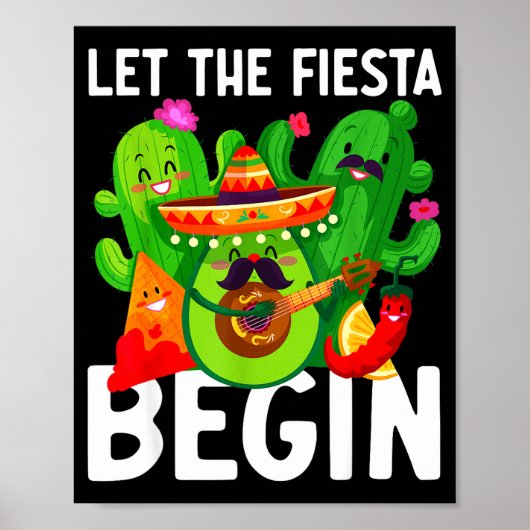 Let the fiesta begin funny cinco de mayo mexican L ポスター (正面)