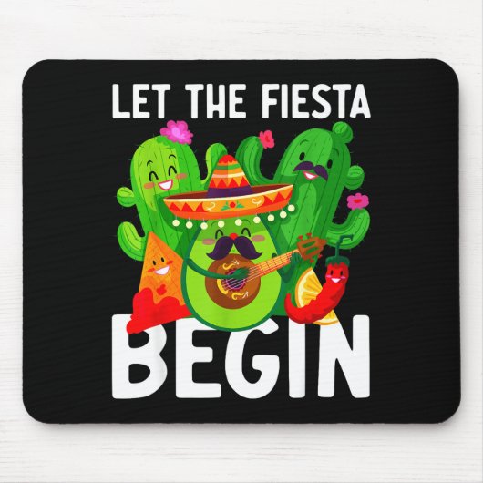 Let the fiesta begin funny cinco de mayo mexican L マウスパッド (正面)