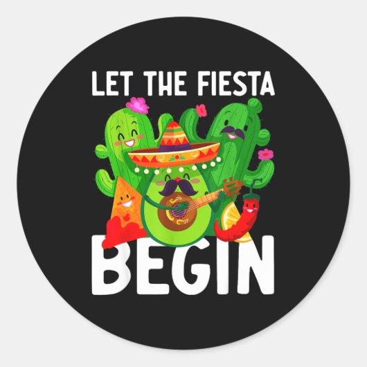 Let the fiesta begin funny cinco de mayo mexican L ラウンドシール (正面)