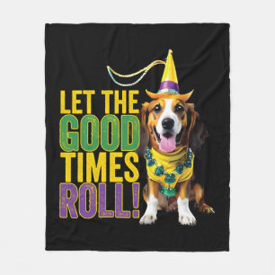 Let The Good Times -転が Mardiおもしろい Gras Dogs フリースブランケット