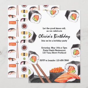 Let the Good Times 転が Sushiパーティー誕生日 招待状