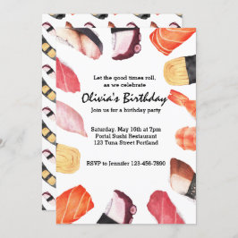 Let the Good Times 転が Sushiパーティー誕生日 招待状