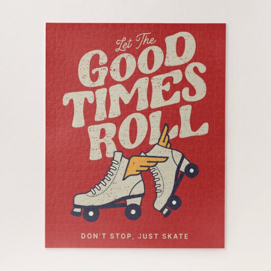 LET THE GOOD TIMES ROLL 80s RETRO ROLLER SKATE ジグソーパズル (縦)