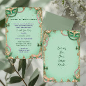 Let The Good Times Roll Mardi Gras Mask Beads Fun  招待状