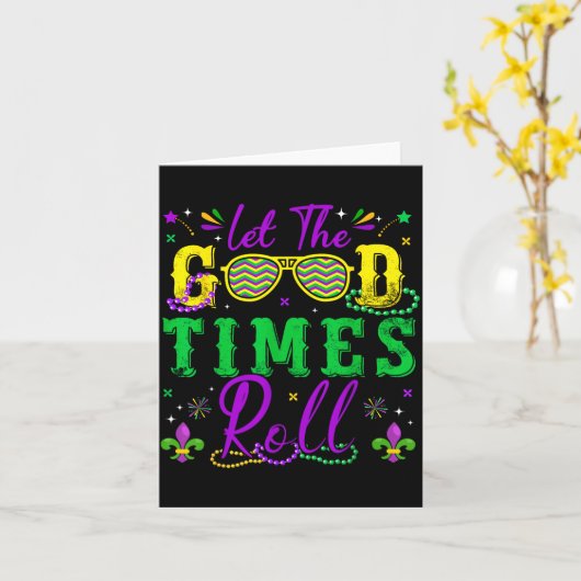 Let The Good Times Roll Mardi Gras New Orleans Men カード (黄色い花)
