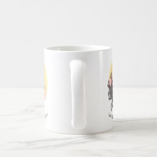 Let The Moon Guide, Wolf on Moon & Gothic Letters コーヒーマグカップ (ハンドル)