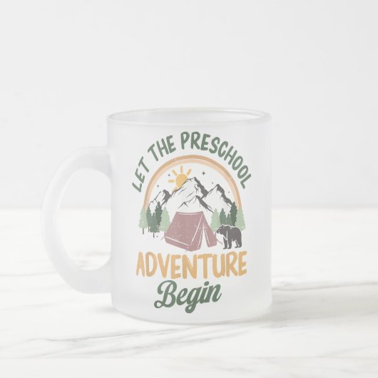 Let The Preschool Adventure Begin Camping Back To フロストグラスマグカップ (左)