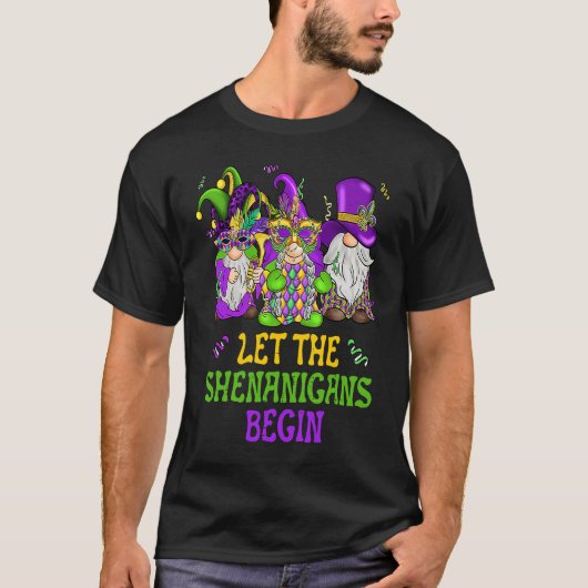 Let The Shenanigans Begin Gnomes Mardi Gras  Men W Tシャツ (正面)