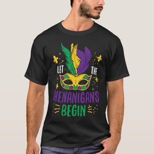 Let The Shenanigans Begin Jester Funny Mardi Gras Tシャツ (正面)