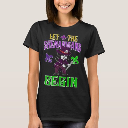 Let The Shenanigans Begin Mardi Gras Flossing Vood Tシャツ (正面)