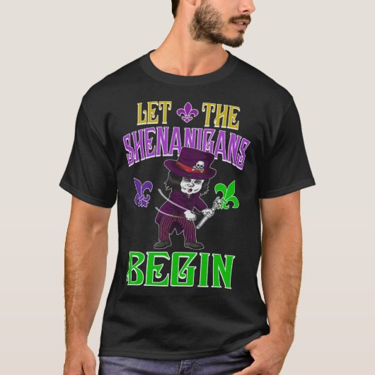 Let The Shenanigans Begin Mardi Gras Flossing Vood Tシャツ (正面)