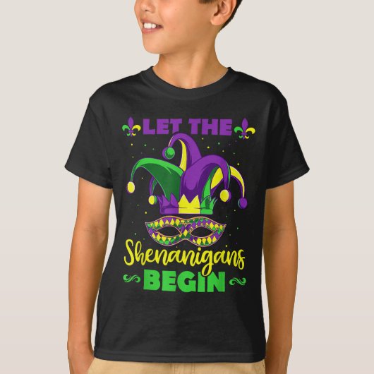 Let The Shenanigans Begin Mardi Gras Jester Hat Ma Tシャツ (正面)