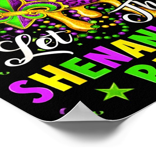 Let The Shenanigans Begin Mardi Gras Lips Girl Wom ポスター (角)