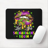 Let The Shenanigans Begin Mardi Gras Lips Girl Wom マウスパッド (マウス)