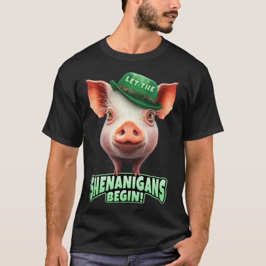 Let The Shenanigans Begin Piggy Leprechaun St Patr Tシャツ (正面)