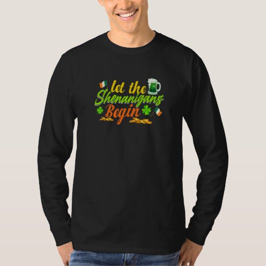 Let The Shenanigans Begin Shamrock Clovers St Patr Tシャツ (正面)