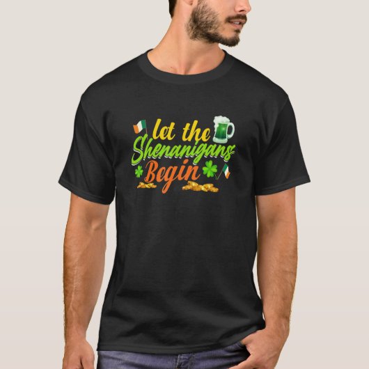 Let The Shenanigans Begin Shamrock Clovers St Patr Tシャツ (正面)