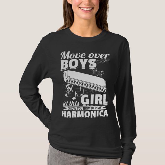 Let This Girl Show You How To Play Harmonica Music Tシャツ (正面)