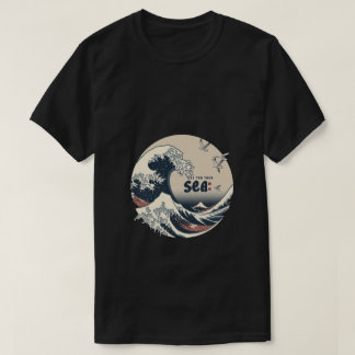 let tour sea wave日本のプリントデザイン tシャツ