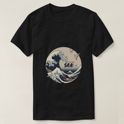 let tour sea wave日本のプリントデザイン tシャツ (デザイン正面)