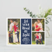 Let Your ハートBe Light Navy モダン Photo Collage シーズンカード (スタンド正面)