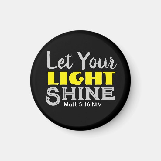 Let Your Light Shine Bible Verse Black and Yellow マグネット (正面)