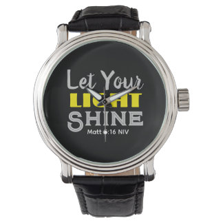 Let Your Light Shine Bible Verse Black and Yellow 腕時計
