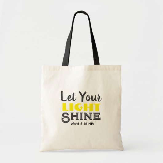 Let Your Light Shine Bible Verse Yellow Cute  トートバッグ (正面)