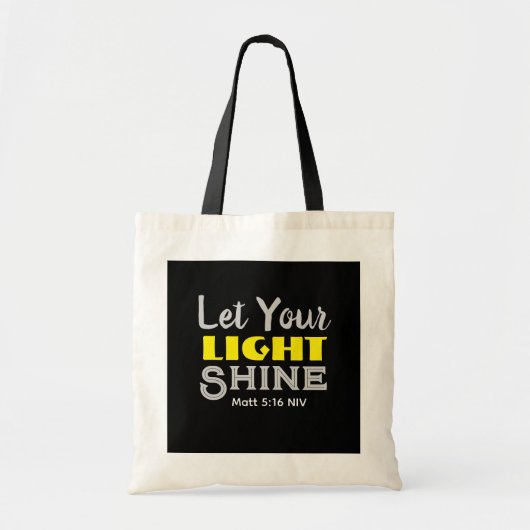 Let Your Light Shine Bible Verse Yellow Cute  トートバッグ (正面)