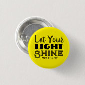 Let Your Light Shine Bible Verse Yellow Cute 缶バッジ (正面&裏面)