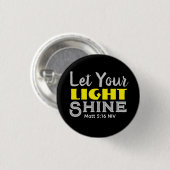 Let Your Light Shine Bible Verse Yellow Cute Black 缶バッジ (正面&裏面)