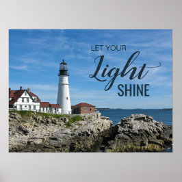 Let Your Light Shine Maine Light house写真 ポスター
