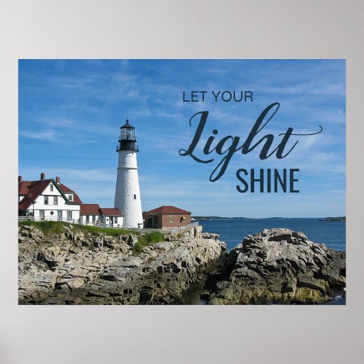 Let Your Light Shine Maine Light house写真 ポスター (正面)