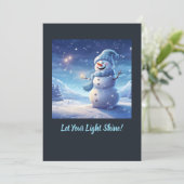 "Let Your Light Shine!" – Snowman Christmas Card シーズンカード (スタンド正面)