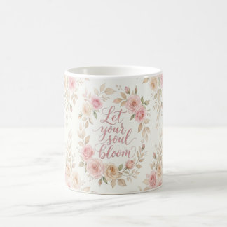 Let Your Soul Bloom フラワーマグカップ – ローズウォーターカラー  コーヒーマグカップ