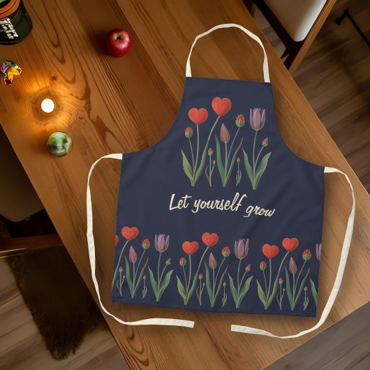 Let Yourself Grow Floral Heart Tulips Art エプロン