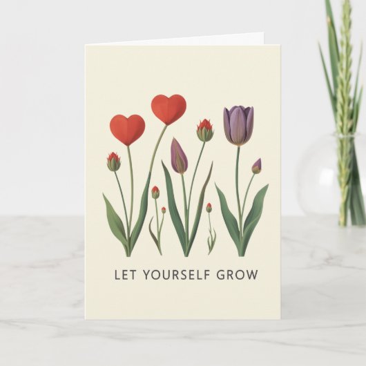 Let Yourself Grow Floral Heart Tulips Art カード (正面)