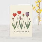Let Yourself Grow Floral Heart Tulips Art カード (黄色い花)